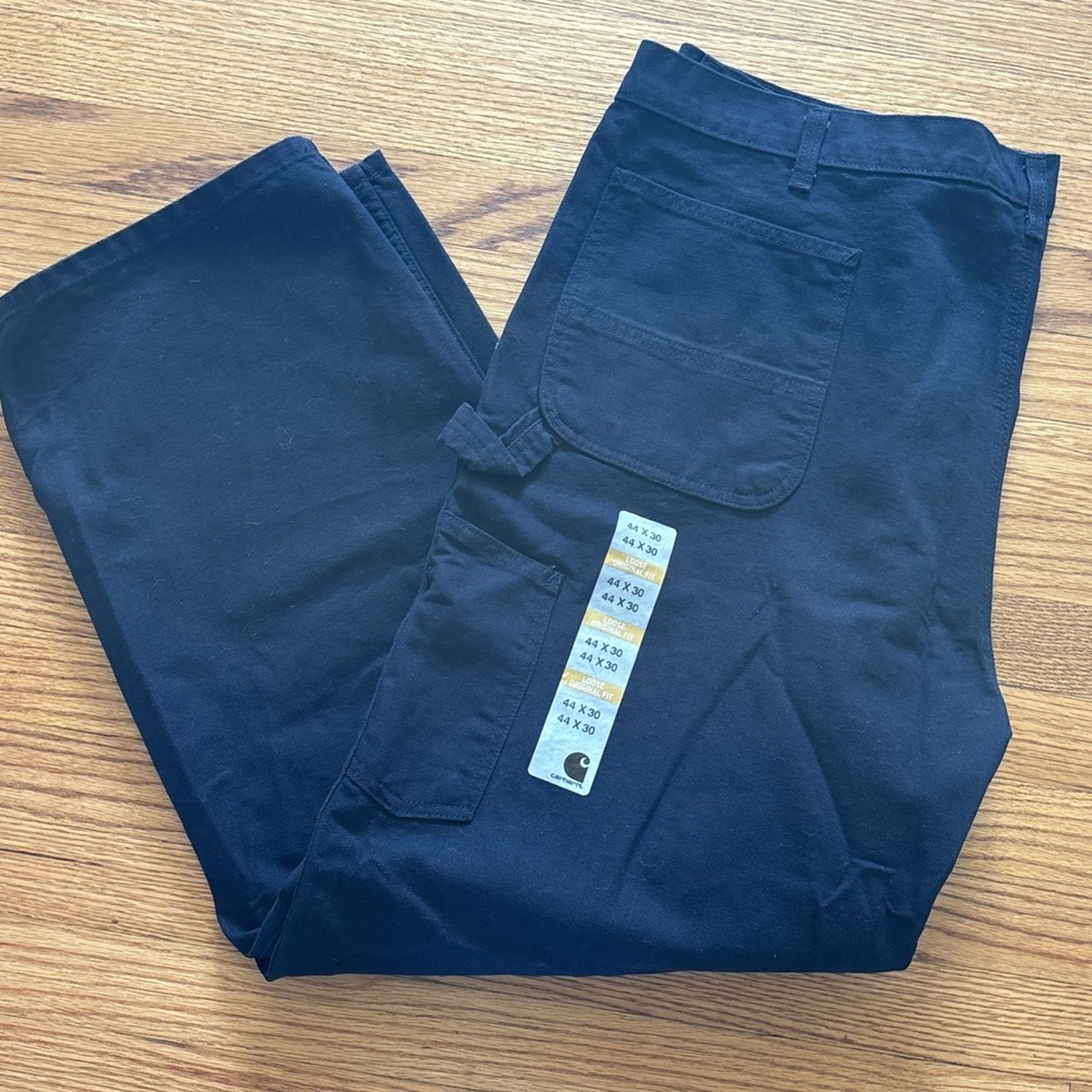 NEW Carhartt Pants Mens 44x30 Blue Canvas Carpenter Loose Straight Fit B11 DKB
